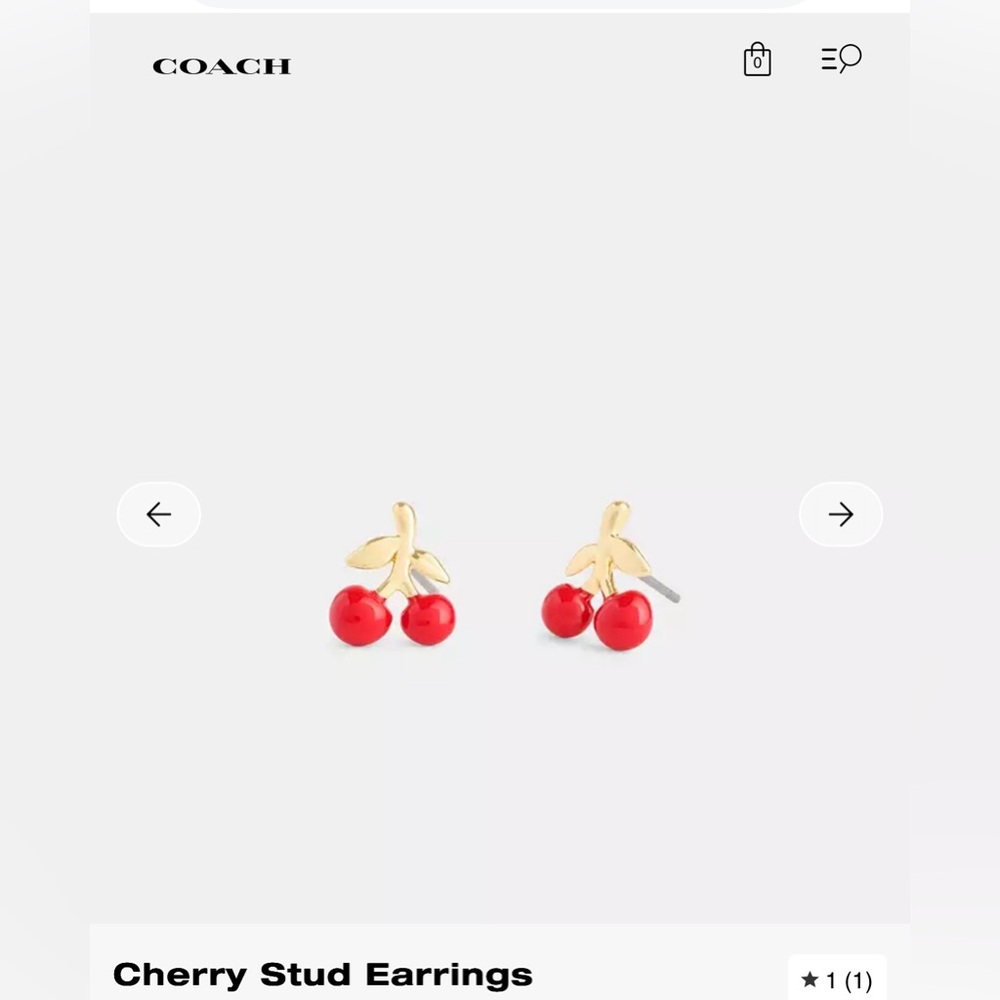 Coach Gold Tone Cherry Stud Earrings - Picture 7 of 7